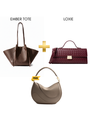Ember tote brown + Loxie maroon (Orra beige free)